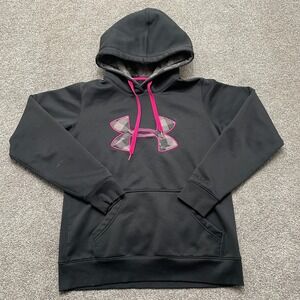 Under Armour Hoodie Womens Small Black Storm Cold Gear Sweatshirt Pullover READ